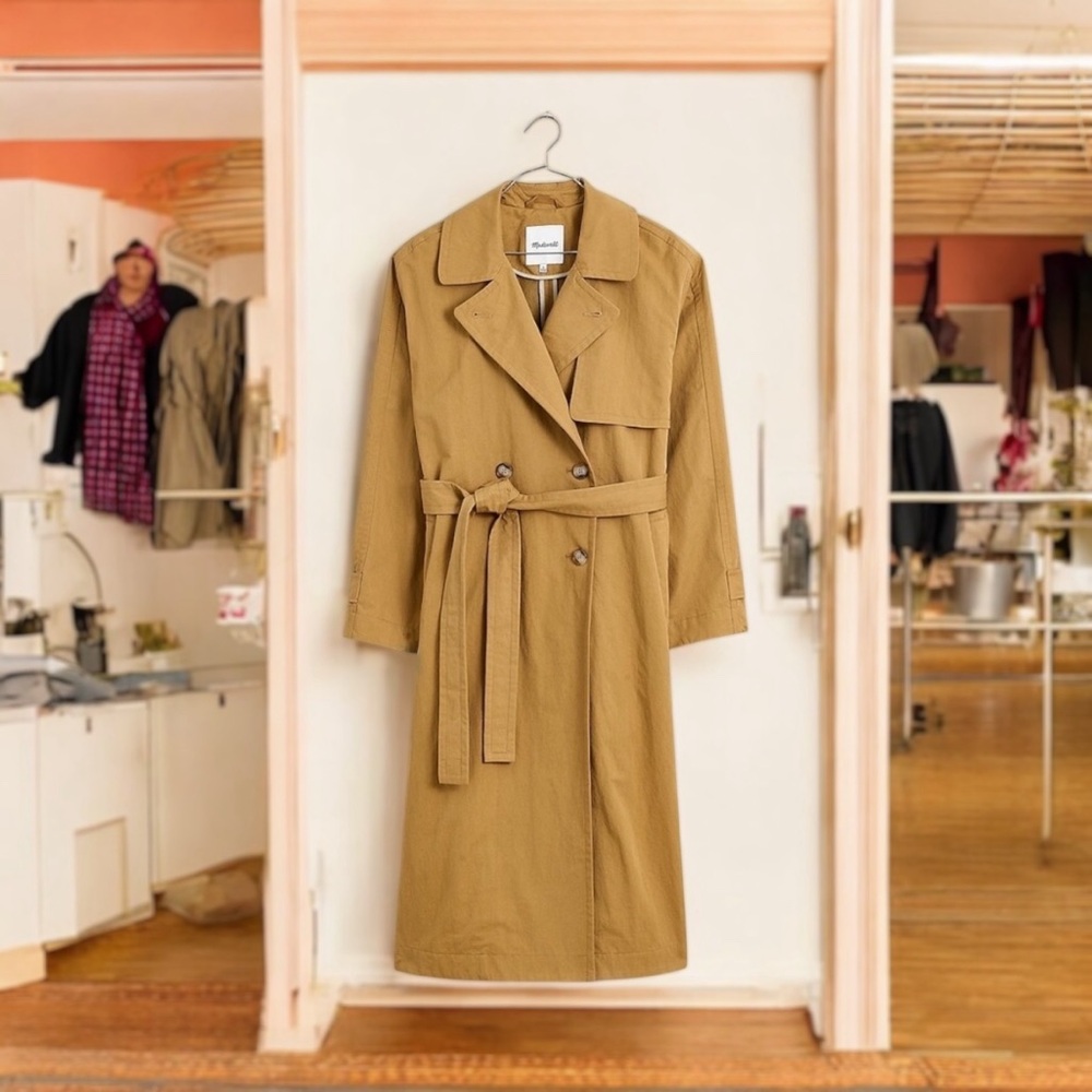 NWT MADEWELL Tan Coat Signature Trench Coat Size S